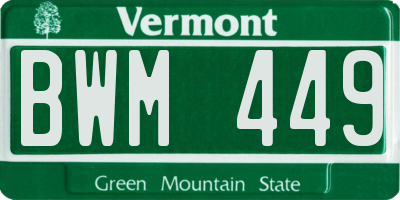 VT license plate BWM449
