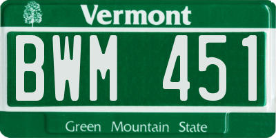 VT license plate BWM451