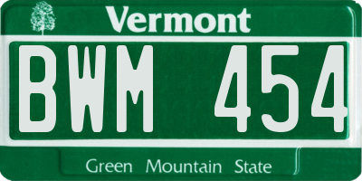 VT license plate BWM454