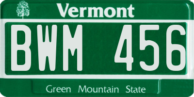 VT license plate BWM456