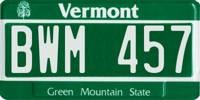 VT license plate BWM457