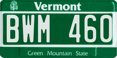 VT license plate BWM460