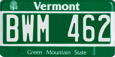 VT license plate BWM462