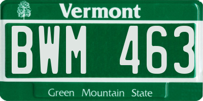 VT license plate BWM463