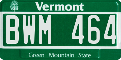 VT license plate BWM464