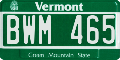 VT license plate BWM465