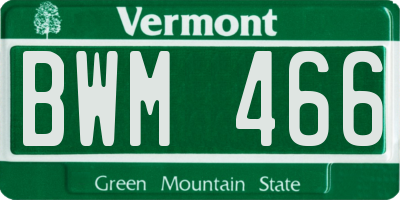 VT license plate BWM466