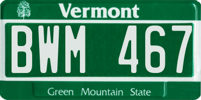 VT license plate BWM467