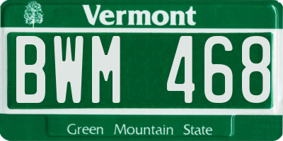 VT license plate BWM468