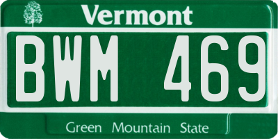 VT license plate BWM469
