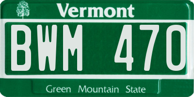 VT license plate BWM470