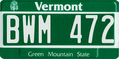 VT license plate BWM472