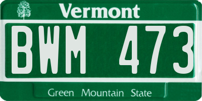 VT license plate BWM473