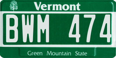 VT license plate BWM474