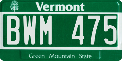VT license plate BWM475
