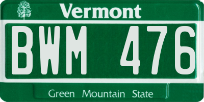 VT license plate BWM476