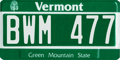 VT license plate BWM477
