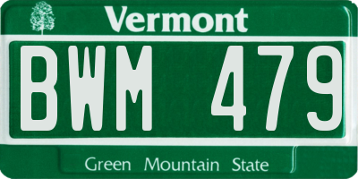 VT license plate BWM479