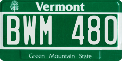 VT license plate BWM480
