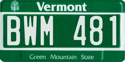VT license plate BWM481