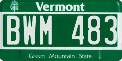 VT license plate BWM483