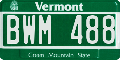 VT license plate BWM488