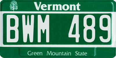VT license plate BWM489