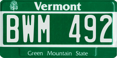 VT license plate BWM492