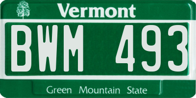 VT license plate BWM493