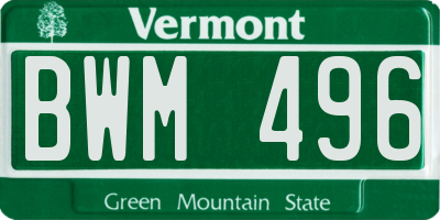 VT license plate BWM496