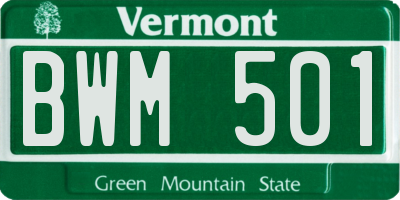 VT license plate BWM501