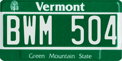 VT license plate BWM504