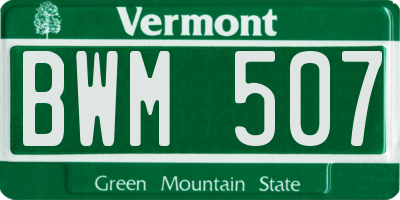 VT license plate BWM507