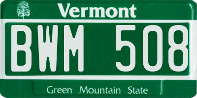 VT license plate BWM508
