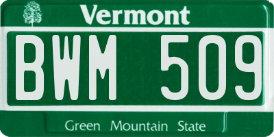 VT license plate BWM509