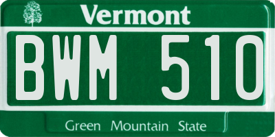 VT license plate BWM510