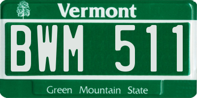 VT license plate BWM511