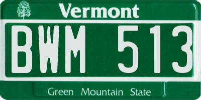 VT license plate BWM513