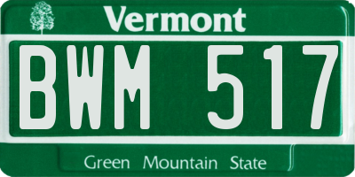 VT license plate BWM517