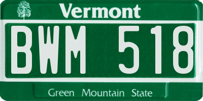 VT license plate BWM518