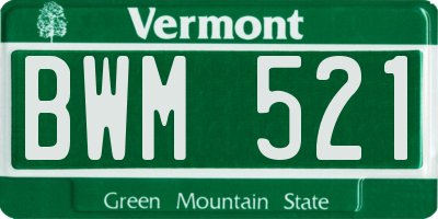 VT license plate BWM521