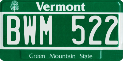VT license plate BWM522