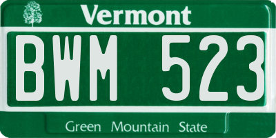 VT license plate BWM523