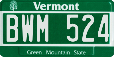 VT license plate BWM524
