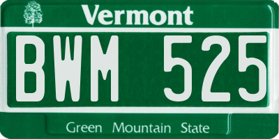 VT license plate BWM525