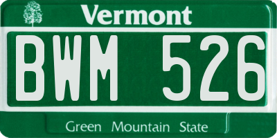VT license plate BWM526