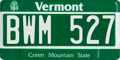 VT license plate BWM527