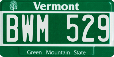 VT license plate BWM529