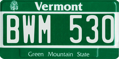 VT license plate BWM530