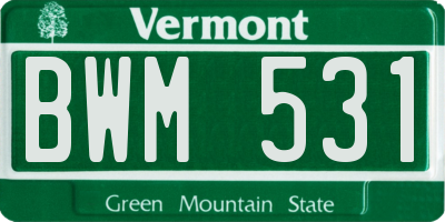 VT license plate BWM531